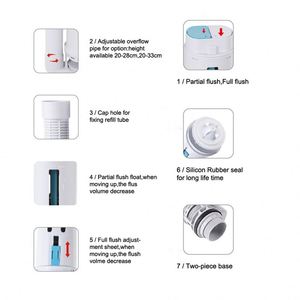 Kit de válvulas de descarga dual de alta calidad, Cable de plástico, Control de <span class=keywords><strong>cisterna</strong></span> oculto para tanque de baño, accesorios de inodoro de calidad - Product Image 4