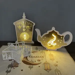 Eid Mubarak Led Light Lantern Teapot Camel Ornament Ramadan Festival Crafts Decoration for Home Muslim Party Supplies Decor