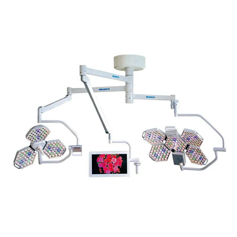 SY02-LED3 + 5-TV 고성능 외과 수술 극장 방 천장 조명 더블 수술 Led 그림자없는 수술 램프