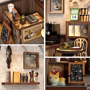 YUANGU Kits de puzzles en bois à assembler soi-même, thème Cabane, Loft, <span class=keywords><strong>Maison</strong></span> de café champêtre, avec fonction support de livres - Product Image 5