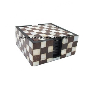 Dessous de verre carré en bois fait main pour thé et café avec support pour la pendaison de crémaillère de Table de cuisine à domicile - Product Image 2