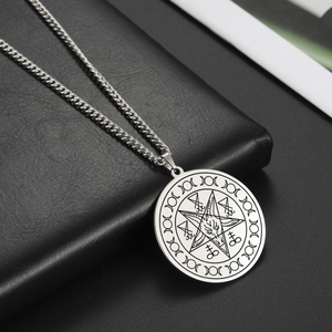 Myshape satánico Baphomet colgante collar Sigil de Lucifer Satan cabeza de cabra demonio collar joyería de acero inoxidable - Product Image 4