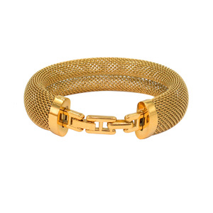 Ensemble de bijoux hip-hop unique, style minimaliste européen et américain, en acier inoxydable titane, avec bracelet et collier à mailles entrelacées - Product Image 6