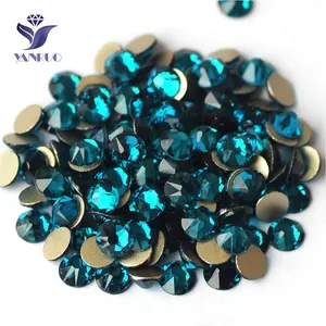 YANRUO-diamantes de imitación con zirconia azul, aplique de cristal, bordado, no se puede fijar en caliente