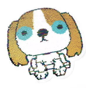 Parche de Lentejuelas Reversible Personalizado para Coser, Diseño de Perro Adorable, Aplique de Bordado de Lentejuelas Mágicas para Ropa Infantil - Product Image 1