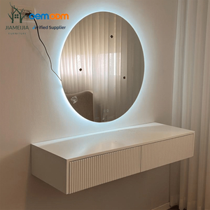 OEM ODM Современный белый меламиновый настенный туалетный столик с рифленой поверхностью и зеркалом - Product Image 2