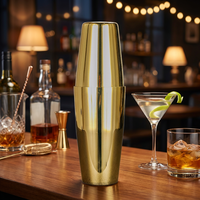 Shaker à cocktails deux pièces épaissi finition miroir 18oz 28oz détachable facile à nettoyer logo personnalisé marque blanche approvisionnement B2B pour bar