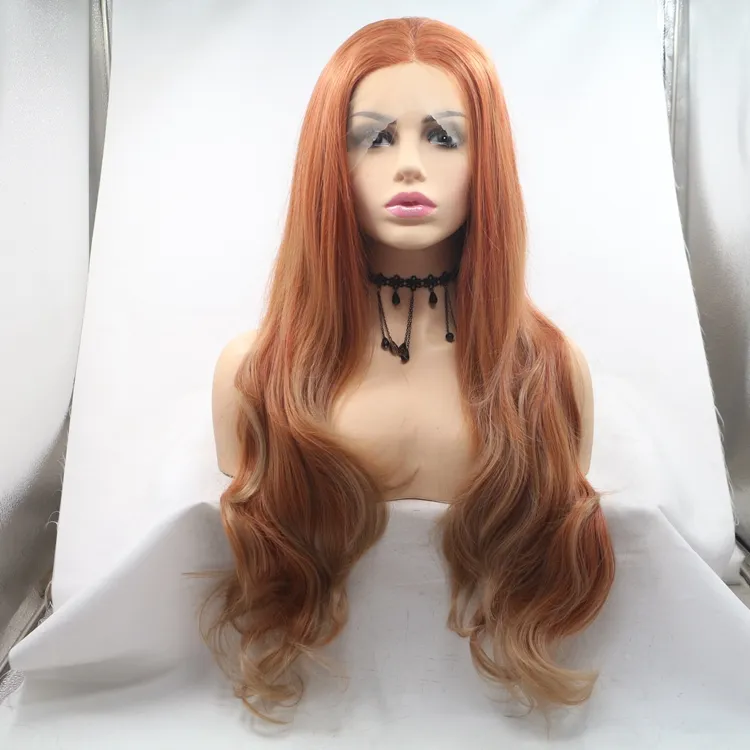 Энергичная моно-длинная Премиум Высококачественная кудрявая волна оптовая продажа черные женские синтетические волосы парики со шнуровкой спереди