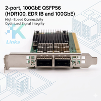 Carte d'interface réseau Ethernet filaire double port QSFP56 PCIe 4.0x16 100GbE Mellanox CX-6 MCX653106A-ECAT pour serveur (en stock)