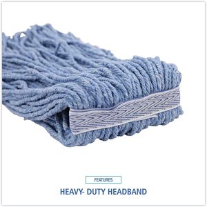 Boardwalk BWK2020B No. 20 cabezales de mopa azules de algodón/fibra sintética con extremo cortado, estándar-12/un caja - Product Image 2