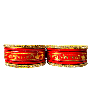 Danta Gems <b>Red</b> Lac Bangles Set Sada Saubhagyavati Design Featuring Elegant Mirror Work Traditional Indian Craftsmanship Trendy - Product Image 3