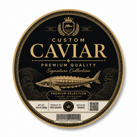 Étiquette alimentaire en relief doré pour boîte de caviar, texturée, écologique, imperméable, imprimée en sérigraphie