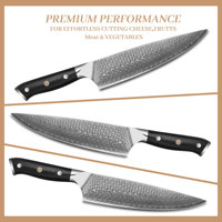 Professioneel 8 inch ecologisch verantwoorde ambidextere damaststalen koksmes met zwart G10 handvat voor hotel- en restaurantchefs