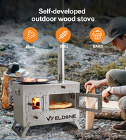 Poêle à bois et four à pizza portables 2-en-1 pour l'extérieur, 9 pouces, pliable, en acier inoxydable, pour le camping, la cuisson et le chauffage