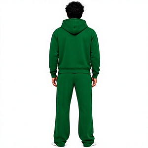 Conjunto Deportivo de Invierno para Adultos, Unisex, Ligero, de Poliéster/Algodón de Alta Calidad, con Sudadera con Capucha y Corte Holgado, Estampado Verde - Product Image 3
