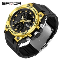 Digitale Uhr 5bar Wasserdicht Sanda 9011 Sportuhren Herren Countdown Datum LED Elektronische Armbanduhr Uhr Geschenk