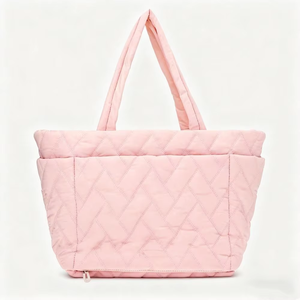 Quilted Nylon Crossbody Tote Gym Travel <strong>Bag</strong> <strong>Solid</strong> Pattern Zipper Closure Lining Portable <strong>Black</strong> Shoulder <strong>Bag</strong> - Product Image 6