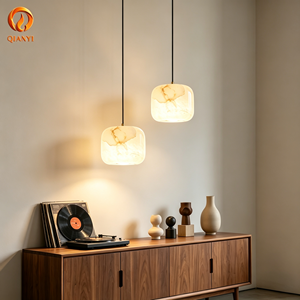 Lampadario a Sospensione Cilindrico in Marmo Moderno di Lusso, Piccola Lampada LED AC per <span class=keywords><strong>Soggiorno</strong></span>, Decorazione Illuminazione Casa - Product Image 3