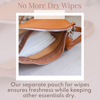 Distributeur de lingettes en cuir PU Sacs à couches en cuir végétalien Sacs de voyage pour bébé avec pochette séparée pour porte-lingettes pour bébé