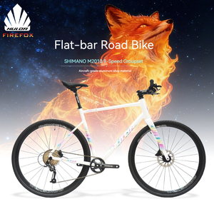 Vélo de route HULDABIKE <span class=keywords><strong>Firefox</strong></span> en alliage d'aluminium avec guidon plat, 9 vitesses, axe traversant, freins à double disque, pour adultes et étudiants, idéal pour les trajets quotidiens - Product Image 6