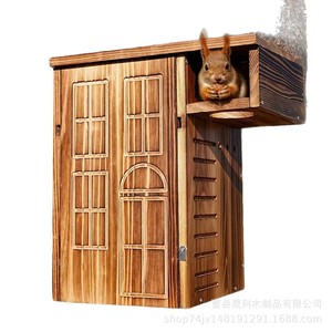 บ้านรังกระรอกไม้ทรงสี่เหลี่ยม ทนทาน สำหรับสัตว์เลี้ยงกลางแจ้ง เช่น ชิปมังก์ สุนัขจิ้งจอก และกระรอกสีเทา - Product Image 5