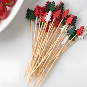 Piques en bambou sur le thème de Noël pour <span class=keywords><strong>les</strong></span> amuse-gueules et la décoration de gâteaux - Product Image 3