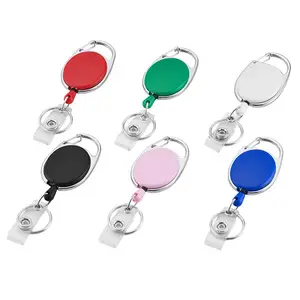 Intrekbare Badge Reel Karabijnhaak Riem Lus Clip Sleutelhanger Voor Id-Kaarthouders Riem Sleutelhanger Houder Ovale Vormige Badge Id Houder