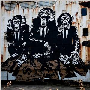 Banksy trois animaux singes mur Art rue impressions sur toile peinture prêt à accrocher - Product Image 5
