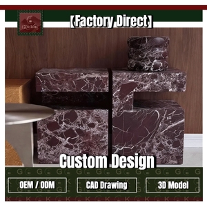 Mesa Auxiliar <span class=keywords><strong>de</strong></span> Mármol GOLDKING, Color Marrón Oscuro con Vetas, para Sala <span class=keywords><strong>de</strong></span> Estar, Muebles <span class=keywords><strong>de</strong></span> Lujo Personalizados con OEM/ODM - Product Image 1