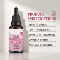 Gouttes de glutathion liposomal liquide OEM 2000mg 60ml Supplément antioxydant Marque privée