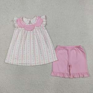 Ensemble 2 pièces tunique et short à imprimé floral tulipe pour filles, style décontracté, vente en gros, vêtements mignons pour bébés filles - Product Image 3