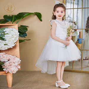 NIMBLE Verano 3-12 años Blanco Lentejuelas Flor Niñas Vestidos Niños <span class=keywords><strong>Ropa</strong></span> de fiesta de noche Vestido de bautizo de <span class=keywords><strong>primera</strong></span> comunión - Product Image 5