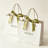 Bolsa de Papel de Compras de Marca de Lujo con Logotipo Personalizado, para Cosméticos, Ropa, Zapatos, Regalos, Bolsa de Boutique con Asa de Listón