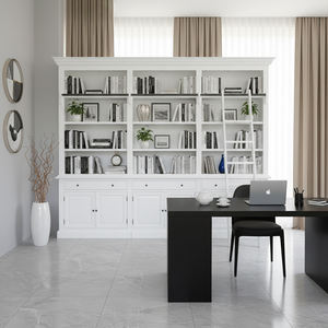 Étagères à livres en bois massif de qualité supérieure avec rangement, grande <span class=keywords><strong>bibliothèque</strong></span> ouverte avec portes fermées et échelle pour la <span class=keywords><strong>bibliothèque</strong></span> à domicile - Product Image 1