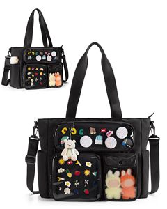 Bolsa de Mano Personalizada con Bolsillo Transparente, Bolso de Hombro de Nailon con Cremallera, Bolso de Mano para Mujer para Viajes Diarios - Product Image 1