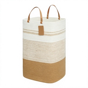 Panier à linge pliable portable en coton et lin, organisateur de vêtements sales, moderne, écologique, imperméable, avec logo personnalisé - Product Image 4