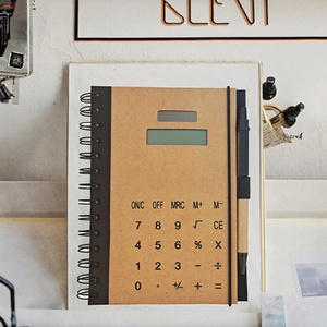 Su misura A6 tascabile rilegata a spirale <span class=keywords><strong>Notebook</strong></span> multifunzione calcolatrice elettronica carta penna copertina stampata promozione offerta - Product Image 3