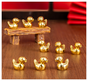 Adornos de Jardín de Hadas en Miniatura de Pato Navideño de Dibujos Animados, Chapados en Oro y Resina, Figuras de Animales Pequeños para Niños - Product Image 3