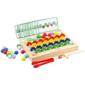 Madeira Board Bead Jogo clip bead cor correspondente jogo Montessori Belas Habilidades Motoras Brinquedos para Crianças