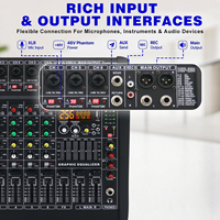 ELM DS-08 250W Mixeur de puissance professionnel actif 8 canaux 256 DSP avec console DJ et lecteur de musique
