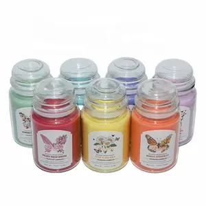 cylinder soy wax candle jars glass thick bottom glass candle jar flower 16 oz glass jars with lids for candles
