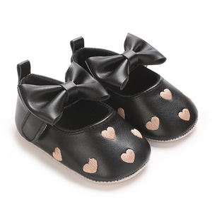 <span class=keywords><strong>Scarpine</strong></span> per Neonata con Ricamo 'Love First', Chiusura a Velcro, Stile Principessa con Grande Fiocco alla Moda - Product Image 4
