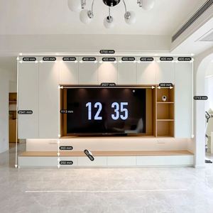 Meuble TV sur mesure pour salon, style nordique, style moderne simple, meuble mural TV intégré - Product Image 4