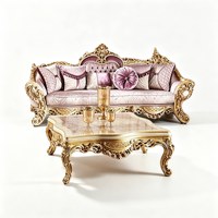 Canapé de salon à une place de style européen en bois massif avec feuilles d'or, luxe royal français, sur mesure, fabriqué en Chine, modèle 94522