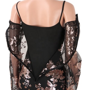 Robe deux pièces noire à paillettes, nouveauté, pour femmes, tendance - Product Image 3