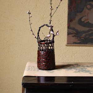Cesta de flores tejida a mano de bambú, florero decorativo natural para decoración del hogar y sala de té - Product Image 3