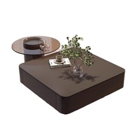 Table basse carrée luxueuse haut de gamme pour petits espaces de vie, design minimaliste moderne, adaptée à un usage domestique. Table noire