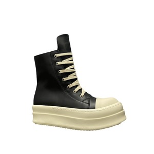 Stivaletti Invernali da <span class=keywords><strong>Uomo</strong></span> di Lusso Firmati Owens in Vera Pelle con Suola Spessa, Cerniera e Lacci Rialzati - Product Image 5