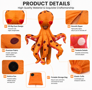 Disfraces Inflables <span class=keywords><strong>de</strong></span> <span class=keywords><strong>Pulpo</strong></span> Gigantes para Adultos y Niños, Personajes <span class=keywords><strong>de</strong></span> Dibujos Animados para Decoración <span class=keywords><strong>de</strong></span> Eventos Culturales, Venta Caliente - Product Image 3