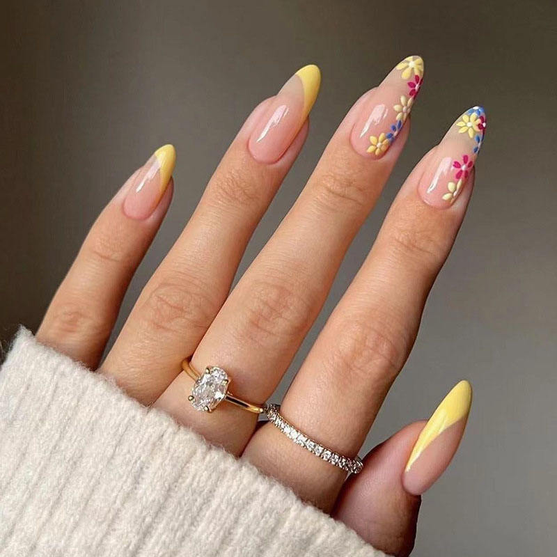 High Quality 24pcs French Tip Press-On Artificial Nails ABS Material False Nail for Fingers Factory Price Wholesale